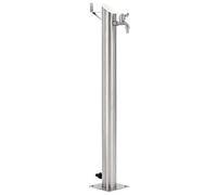 Ordellia Colonne d'eau de jardin en acier inoxydable ronde 95 cm, kit de montage extérieur avec robinet pour irrigation et lavage à la main dans le jardin