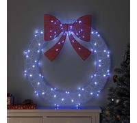 Ordellia Couronne de Noël bleue en acrylique avec 80 LED, 92 x 92 x 9,5 cm, alimentation USB, télécommande, anneau de suspension, pour décoration de Noël intérieure et extérieure protégée