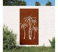 Ordellia Décoration murale de jardin en acier Corten avec motif palmiers, 105 x 55 x 0,7 cm, pour mur, clôture extérieure, art en métal rouillé pour des accents naturels dans le jardin