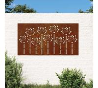 Ordellia Décoration murale de jardin en acier Corten - Motif fleurs - 105 x 55 cm - Rouillé - Décoration murale pour clôture et terrasse - Décoration murale pour appartement, maison, bureau et jardin