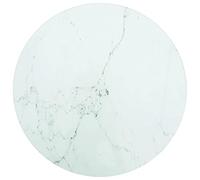 Ordellia Dessus de table blanc en verre trempé design marbre, Ø30 x 0,8 cm, plateau rond pour table basse salle à manger cuisine, remplacement planche