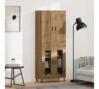 Ordellia Ensemble 2 armoires Hautes chêne Artisanal en Bois d ingénierie 69,5 x 34 x 180 cm, 4 Portes, poignées en Fer, Rangement Vaisselle pour Salon Salle à Manger