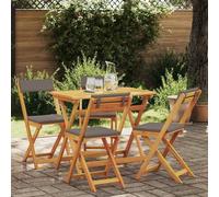 Ordellia Ensemble bistrot 5 pièces Bois d’Acacia Massif Finition huilée Table 90 x 55 x 75 cm avec 4 chaises Pliables pour Jardin terrasse Balcon, détente au Quotidien