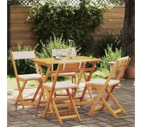 Ordellia Ensemble bistrot Pliant 5 pcs en Bois d’Acacia Massif huilé, Table 90 x 55 x 75 cm, 4 chaises avec Coussin d’Assise pour Jardin terrasse Balcon, Repas détente