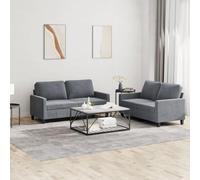 Ordellia Ensemble canapé 2 pièces en Velours Gris foncé, canapé Divan 4 Places, Fauteuil et Banquette pour Salon, séjour, Chambre, Bureau, intérieur, avec Coussins et Structure Robuste