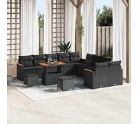 Ordellia Ensemble canapé de Jardin modulaire 13 pcs Noir Poly rotin, Coussins avec Housse, Table réglable, Cadre Acier Enduit, extérieur terrasse Patio balançoire Coin détente