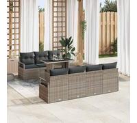 Ordellia Ensemble canapé Jardin modulable 8 pièces Gris en polyrotin, Rangement intégré, Cadre Acier Enduit de Poudre, 7 Coussins, terrasse Patio Balcon extérieur résistant UV