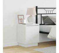 Ordellia Ensemble de 2 Tables de Chevet en Blanc, Bois d’ingénierie, 39 x 34,5 x 50 cm, Porte à charnière et éclairage LED USB pour Chambre lit, Rangement Compact