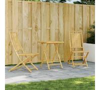 Ordellia Ensemble de Bistro 3 pcs en Bambou Table Pliante 55 x 55 x 75 cm et 2 chaises Pliables 46 x 66 x 99 cm pour Jardin terrasse Balcon détente