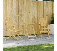 Ordellia Ensemble de Bistro 3 pièces en Bambou, Table Pliante Ronde 55 x 75 cm et 2 chaises 53 x 66 x 99 cm pour Jardin, terrasse, Balcon, Usage Repas et détente