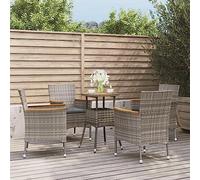 Ordellia Ensemble de Bistro de Jardin en résine tressée Gris Poly rotin 5 pcs, Table 55 x 75 cm et 4 chaises avec Coussins, pour terrasse Patio Balcon détente au Quotidien