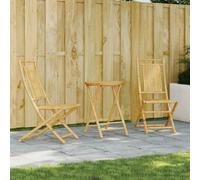 Ordellia Ensemble de Bistro en Bambou 3 pièces, Table Pliante 55 x 75 cm et 2 chaises Pliables, pour Jardin terrasse Balcon, Assise Confortable pour Repas détente