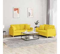 Ordellia Ensemble de canapé 2 pièces jaune clair en tissu résistant, 120 cm et 140 cm, avec coussins confortables, structure robuste pour salon, meubles rembourrés durables