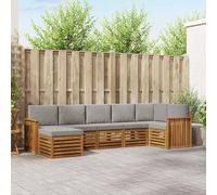 Ordellia Ensemble de canapé d'angle 7 pcs Gris Naturel et Clair en Bois Massif pour Salon intérieur ou terrasse extérieur, mobilier modulable, idéal pour Espace de Vie Convivial et Durable