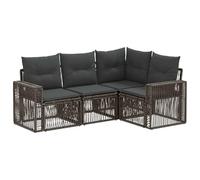 Ordellia Ensemble de canapé de Jardin 4 pièces Gris et Gris foncé en polyrotin, Cadre en Acier Enduit de Poudre, Coussins Assise 4 Places, Module Angle pour terrasse