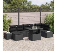 Ordellia Ensemble de canapé de Jardin 8 pcs Noir en Poly rotin Mat, Module Lounge avec Coin Table et Coussins, pour terrasse Patio Jardin, Rangement et détente
