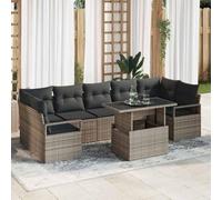 Ordellia Ensemble de canapé de Jardin 8 pièces en Poly rotin Gris, Salon mobilier modulable pour terrasse, Patio, Balcon, avec Table réglable, Assise 7 Places pour Repas et détente extérieure