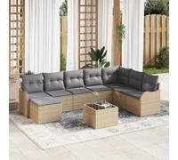 Ordellia Ensemble de canapé de Jardin Beige polyrotin modulaire Angle avec Table et Repose Pieds, assises pour 8 Personnes, Coussins à Housse Amovible pour terrasse Patio Balcon été