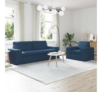 Ordellia Ensemble de canape Divan Sofa Banquette modulable Angle Bleu en Tissu 222 x 80 x 82 cm, 2 pcs, Cadre métal, accoudoir Bois d ingénierie pour Salon intérieur Maison