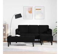 Ordellia Ensemble de canapés 2 pièces Noir en Polyester et Velours, L 173 cm Pouf 113 cm, canapé d Angle modulable avec accoudoir, pour Salon Chambre Bureau Repos