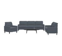 Ordellia Ensemble de canapés 3 pcs, canapé Divan en Velours Gris foncé, Fauteuil, Banquette 3 Places, Salon séjour Maison, Dossier rembourré, Cadre métal Stable, Confort d’Assise