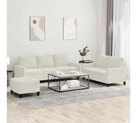 Ordellia Ensemble de canapés 3 pcs en Velours crème avec Coussins, canapé Divan Sofa Banquette, Repose Pied modulable pour Salon séjour Chambre Bureau Studio intérieur Maison