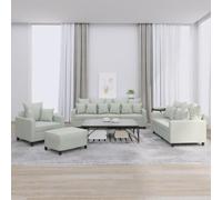 Ordellia Ensemble de canapés 4 pcs Gris Clair en Velours, Structure contreplaqué métal, Dimensions assises 60 x 50 cm, Fauteuil canapé 2 Places 3 Places Plus Repose Pied pour Salon