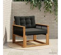 Ordellia Ensemble de canapés d’extérieur en Bois d’Acacia Massif, Coussins Noirs Polyester, Module de Salon pour terrasse Jardin, Assise 37 cm, Design à Lattes, détente en extérieur