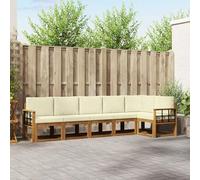 Ordellia Ensemble de canapés d'extérieur 6 pièces en Bois d'acacia Massif avec Coussins Amovibles pour Jardin terrasse Balcon Style Contemporain Large Support Naturel crème