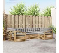 Ordellia Ensemble de canapés d'extérieur 6 pièces en Bois d'acacia Massif Blanc et Gris Clair mobilier modulable pour terrasse et Jardin adapté à la détente, Repas ou apéro extérieur