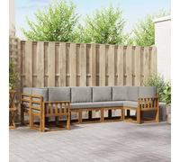 Ordellia Ensemble de canapés d'extérieur 7 pièces en Bois d'acacia Massif Gris Naturel pour Jardin terrasse ou Patio, modularité, Confort Durable, Design élégant et résistant aux intempéries