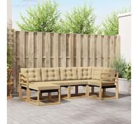 Ordellia Ensemble de canapés d'extérieur en Bois d'acacia Massif et Tissu Textilène Blanc et Beige pour terrasse Cosy Jardin mobilier Durable, Configuration Simple