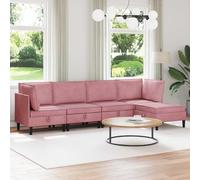 Ordellia Ensemble de meubles de salon en velours rose avec coussins et espace de rangement, 5 pièces, ensemble de canapé avec cadre en contreplaqué, salon ergonomique pour salon, intérieur, facile