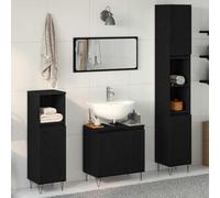 Ordellia Ensemble de mobilier de Salle de Bain 3 pcs Chêne Noir en Bois d’ingénierie et métal, Armoire Colonne sous Vasque et Meuble Bas, Rangement Compact pour intérieur