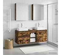 Ordellia Ensemble de mobilier de Salle de Bain 5 pièces chêne fumé avec Miroir LED, Rangement Intelligent et Montage Mural pour Espace Moderne et élégant