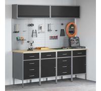 Ordellia Ensemble de placards de travail avec tiroirs 10 pièces Noir acier robuste pour atelier garage rangement d'outils et accessoires professionnel