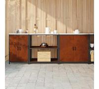 Ordellia Ensemble de Rangement Cuisine HATTEM 3 pcs en Acier rouillé, Meuble Armoire Buffet vaisselier avec étagère et Placard, Rangement Cuisine Salle à Manger cellier