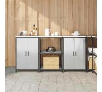 Ordellia Ensemble de Rangement Cuisine HATTEM 3 pièces argenté en Acier Inoxydable, 6 étagères, 4 Portes, Meuble Armoire Buffet vaisselier pour Cuisine Salle à Manger cellier Micro Ondes