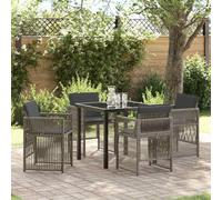 Ordellia Ensemble de Salle à Manger extérieur en Acier Gris, 5 pcs avec Table 140 x 70 cm et 4 chaises, Coussins avec Fermeture éclair pour Jardin terrasse détente