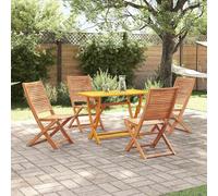 Ordellia Ensemble de Salle à Manger Jardin 5 pcs en Bois d’Acacia Massif Marron, Table 110 x 55 x 75,5 cm et 4 chaises, pour Repas et détente en extérieur