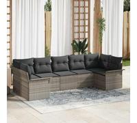 Ordellia Ensemble de Salon de Jardin 7 pcs Gris Clair en Poly rotin et Acier, mobilier modulaire avec Coussins pour terrasse, Rangement et détente en extérieur