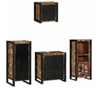 Ordellia Ensemble Meuble mobilier Salle Bain 4 pcs en Bois recyclé Solide, Armoire Colonne et Rangement Suspendu Mural avec 9 tiroirs, 9 étagères, 5 Portes, Design Moderne Gain Place intérieur