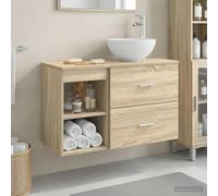 Ordellia Ensemble mobilier Salle de Bain 2 pièces Chêne Sonoma Meuble lavabo Vasque sous Placard Armoire Murale avec tiroir et étagère, Installation Flexible, Rangement organisé