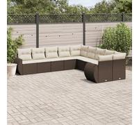 Ordellia Ensemble Salon de Jardin en résine tressée 10 pcs Marron avec Coussins, canapé Module pour terrasse Balcon Patio, Assise Confortable pour extérieur et intempéries