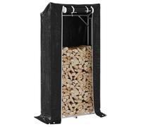 Ordellia Étagère à bois de chauffage avec protection contre la pluie - 100 x 40 x 200 cm - En acier galvanisé - Pour le stockage en extérieur - Avec housse de pluie et fonction d'accès facile