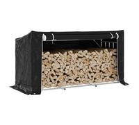 Ordellia Étagère à bûches avec protection contre la pluie en acier galvanisé 200,5 x 80,5 x 110,5 cm, capacité de charge de 180 kg, étagère en bois pour bois de cheminée, bois de chauffage et stockage