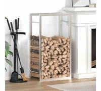Ordellia Étagère à bûches en acier inoxydable - 50 x 28 x 94 cm - Pour rangement du bois de chauffage - Avec support mural - Résistant à la corrosion - Support pour bois de chauffage pour cheminée