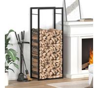 Ordellia Étagère à bûches en acier noir mat - 50 x 28 x 132 cm - Support pour bois de chauffage - Support pour bois de chauffage - Rangement pour intérieur