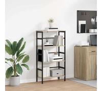 Ordellia Étagère chêne Sonoma 60 x 29,5 x 115 cm en Bois d’ingénierie, bibliothèque Industrielle avec 3 étagères, Cadre Acier Robuste, Rangement Livres Salon Bureau