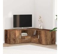 Ordellia Étagère d'angle aspect bois vieilli - 200 x 40 x 45 cm - Avec compartiments et tiroirs - Plateau supérieur stable - Charge maximale de 90 kg - Pour salon, couloir, bureau